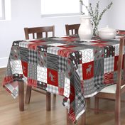 Moose Wholecloth Quilt - red, black, grey and white - Buffalo Plaid, wood, arrows - Wild and Free