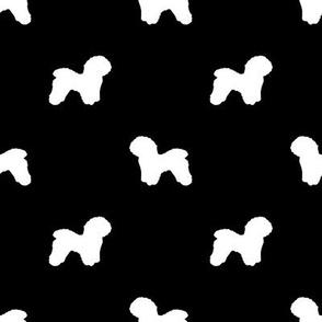 Bichon Frise silhouette dog fabric pattern black