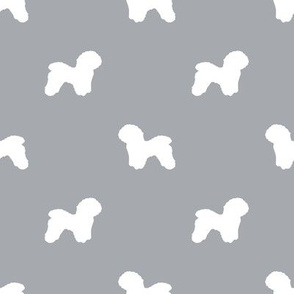 Bichon Frise silhouette dog fabric pattern grey