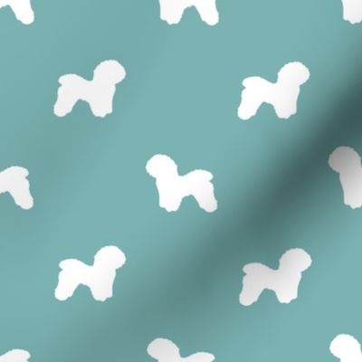 Bichon Frise silhouette dog fabric pattern gulf blue