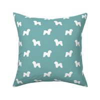 Bichon Frise silhouette dog fabric pattern gulf blue