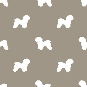 Bichon Frise silhouette dog fabric pattern med brown
