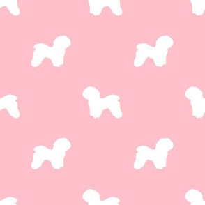 Bichon Frise silhouette dog fabric pattern pink
