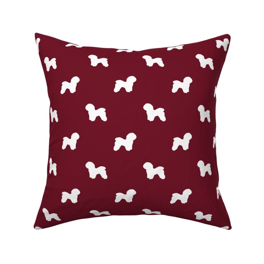 Bichon Frise silhouette dog fabric pattern ruby