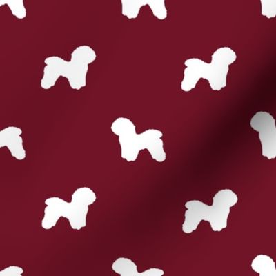 Bichon Frise silhouette dog fabric pattern ruby