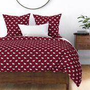 Bichon Frise silhouette dog fabric pattern ruby