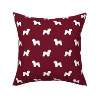 Bichon Frise silhouette dog fabric pattern ruby