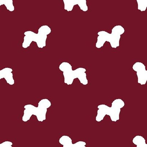 Bichon Frise silhouette dog fabric pattern ruby