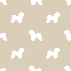 Bichon Frise silhouette dog fabric pattern sand