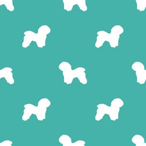 Bichon Frise silhouette dog fabric pattern turquoise