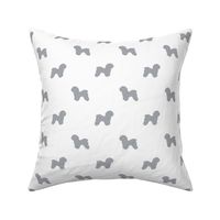 Bichon Frise silhouette dog fabric pattern white grey