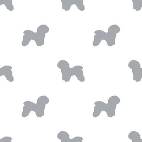 Bichon Frise silhouette dog fabric pattern white grey