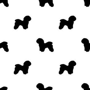 Bichon Frise silhouette dog fabric pattern white