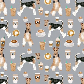 Wire Fox Terriers dog breed fabric coffees grey