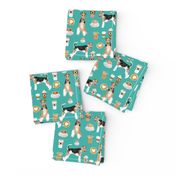 Wire Fox Terriers dog breed fabric coffees turquoise