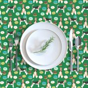 Wire Fox Terriers dog breed fabric donuts boys green