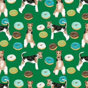 Wire Fox Terriers dog breed fabric donuts boys green