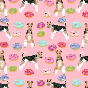 Wire Fox Terriers dog breed fabric donuts pink