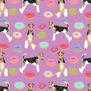 Wire Fox Terriers dog breed fabric donuts purple