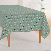 Wire Fox Terriers dog breed fabric pizza gulf blue