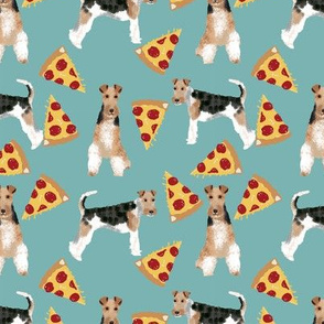 Wire Fox Terriers dog breed fabric pizza gulf blue