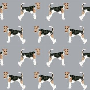 Wire Fox Terriers dog breed fabric simple grey