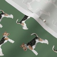 Wire Fox Terriers dog breed fabric medium green