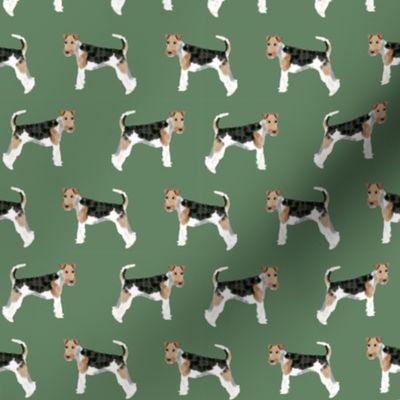 Wire Fox Terriers dog breed fabric medium green