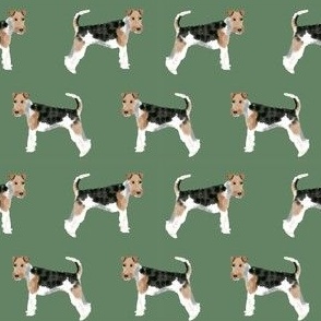 Wire Fox Terriers dog breed fabric medium green