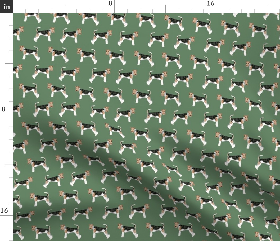 Wire Fox Terriers dog breed fabric medium green