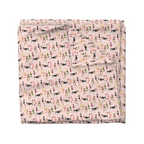 Wire Fox Terriers dog breed fabric wine pink