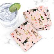 Wire Fox Terriers dog breed fabric wine pink