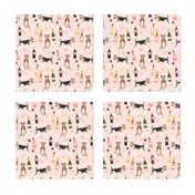 Wire Fox Terriers dog breed fabric wine pink