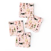 Wire Fox Terriers dog breed fabric wine pink