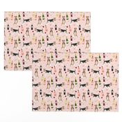 Wire Fox Terriers dog breed fabric wine pink