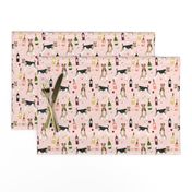 Wire Fox Terriers dog breed fabric wine pink