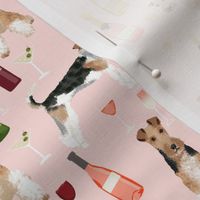 Wire Fox Terriers dog breed fabric wine pink