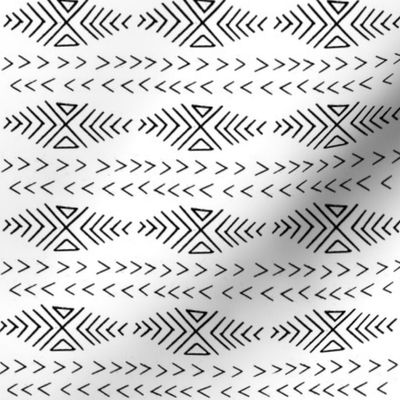 mudcloth inspired fabrics - black and white fabric hand drawn print 