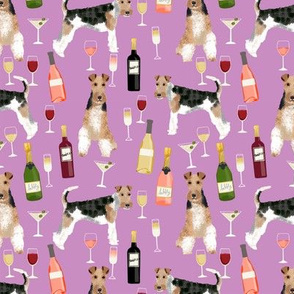 Wire Fox Terriers dog breed fabric wine purple