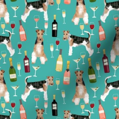 Wire Fox Terriers dog breed fabric wine