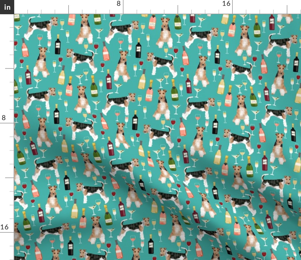 Wire Fox Terriers dog breed fabric wine