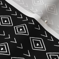 mudcloth inspired fabrics - black and white fabric hand drawn print 