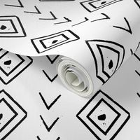 mudcloth inspired fabrics - black and white fabric hand drawn print 