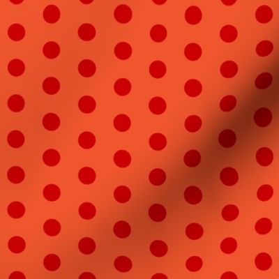 Red polka dots on flame hot orange by Su_G_©SuSchaefer