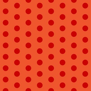 Red polka dots on flame hot orange by Su_G_©SuSchaefer