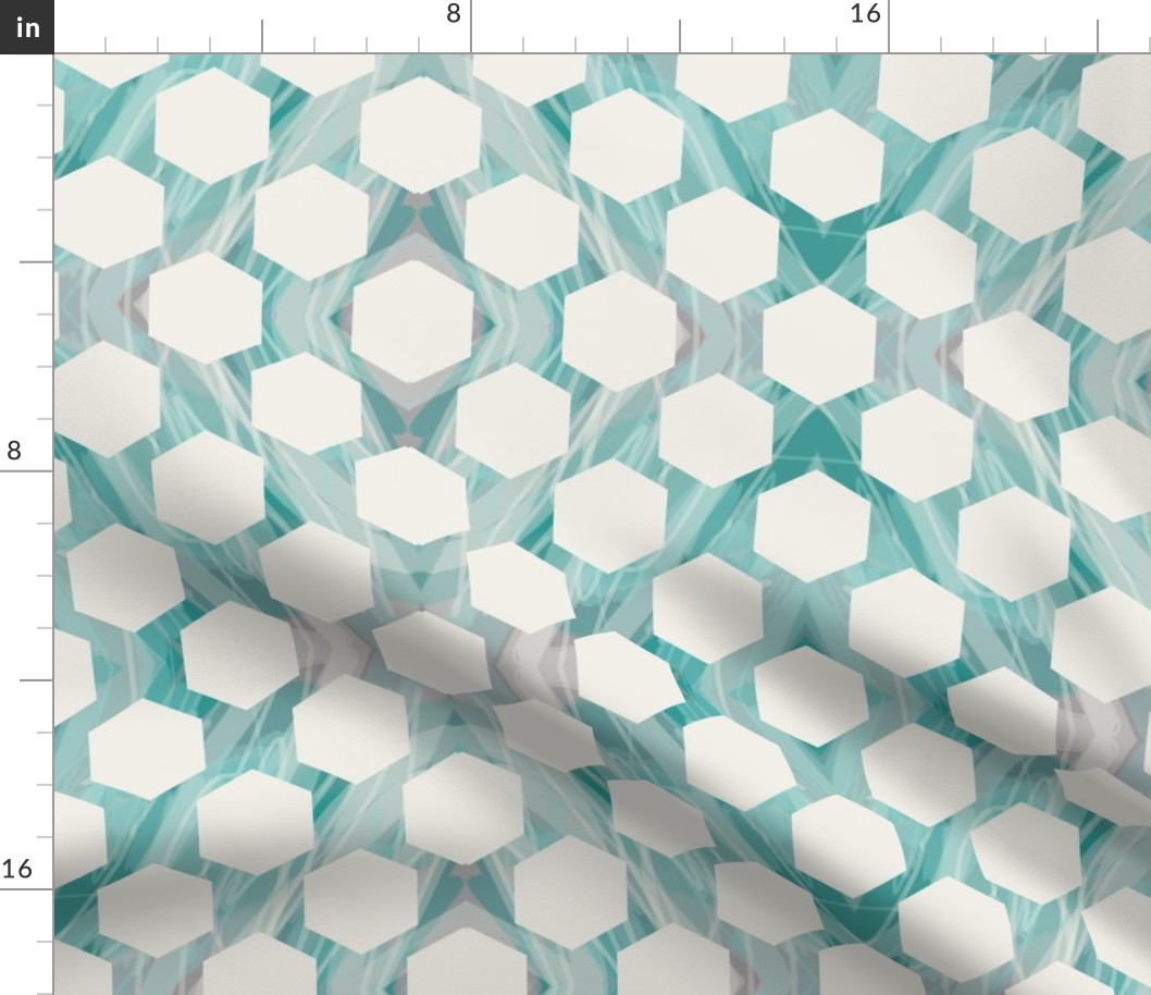 Marble Hexagons - Aqua