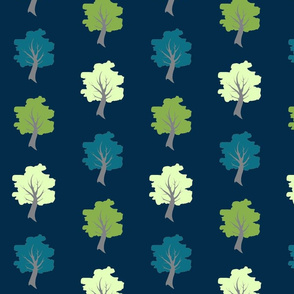 Sweet Trees - Greenery Pantone, teal, and pale green on navy
