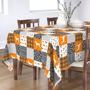 Coonhound quilt top - orange and charcoal