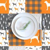 Coonhound quilt top - orange and charcoal