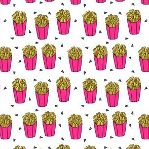 french fries fabric // pink fries cute junk food print by andrea lauren